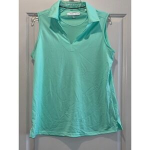 Pebble Beach Performance Dry Luxe Polo Shirt Womens XL Mint Green Sleeveless